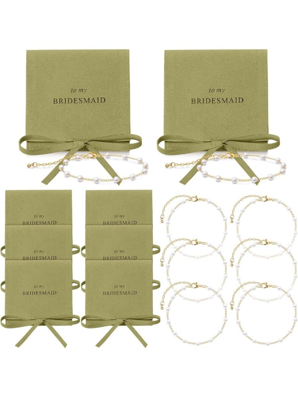 16 Pcs Bridesmaid Bracelet Set with Pouch | Perfect Gift for Weddings & Events